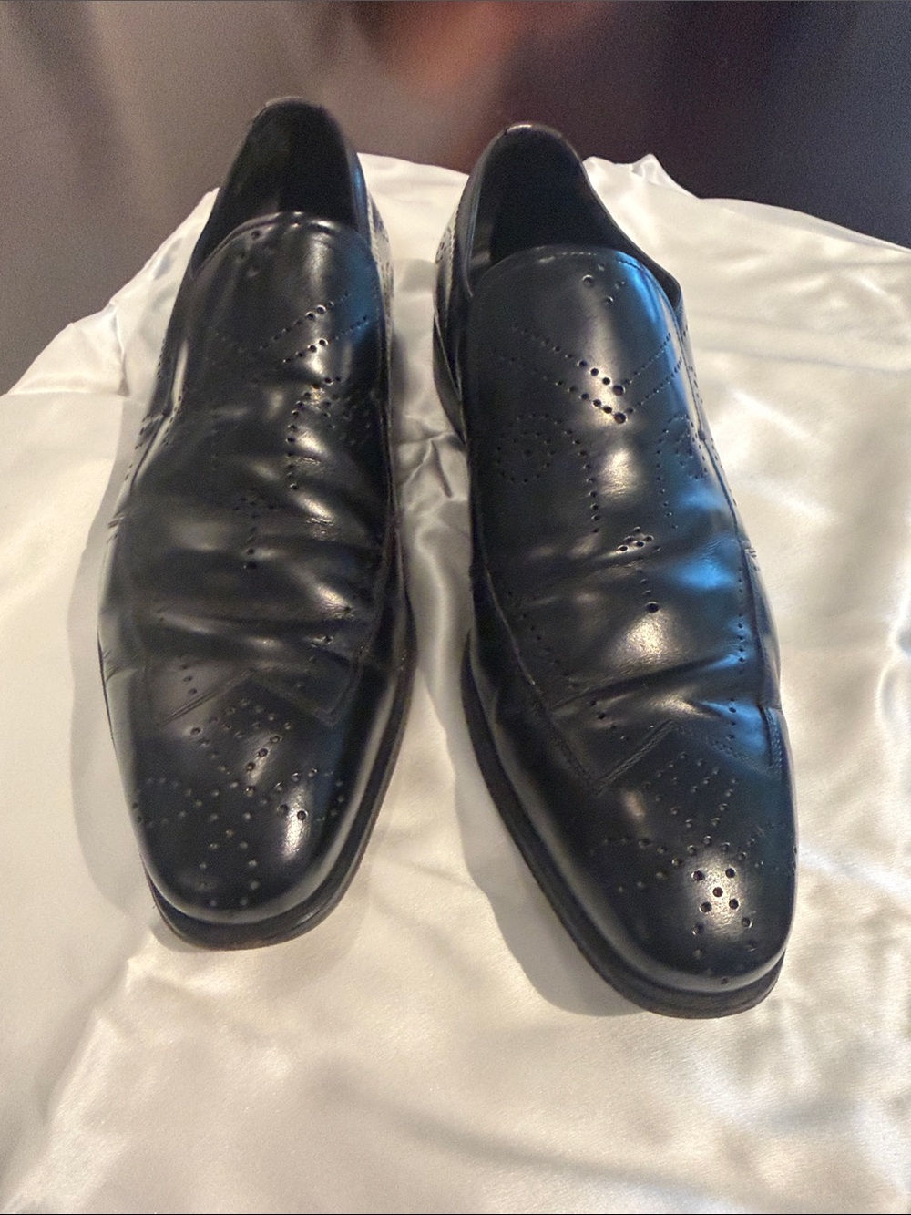 PradaMen's Black Leather Slip-On Dress Shoes
